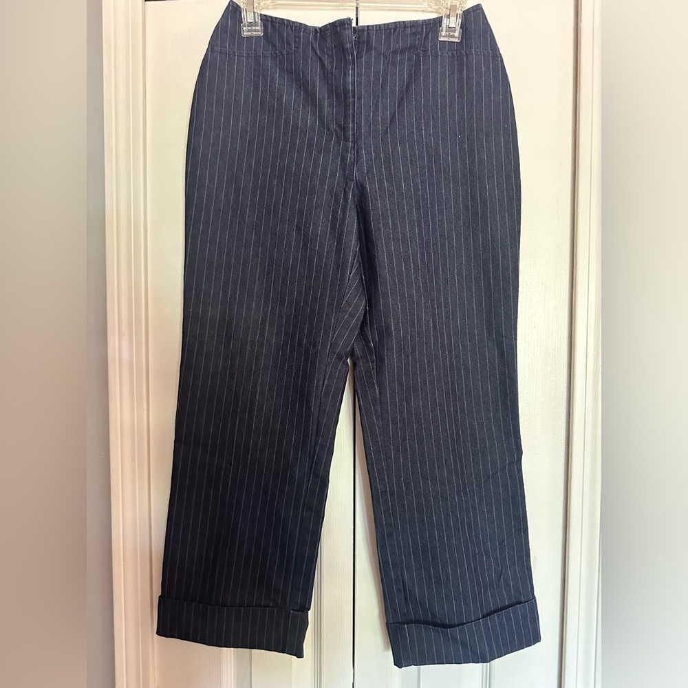Pin Stripped Mossimo Blue Jean color cropped pant with cuff Size 4